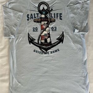 Salt Life Men’s GUIDE ME HOME T-Shirt XL Blue Lighthouse Anchor Cruise Sailing